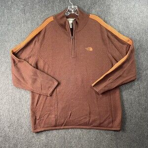 The North Face A5 Series Mens XL 80/20 Wool Nylon 1/4 Zip Pullover Sweater Orang